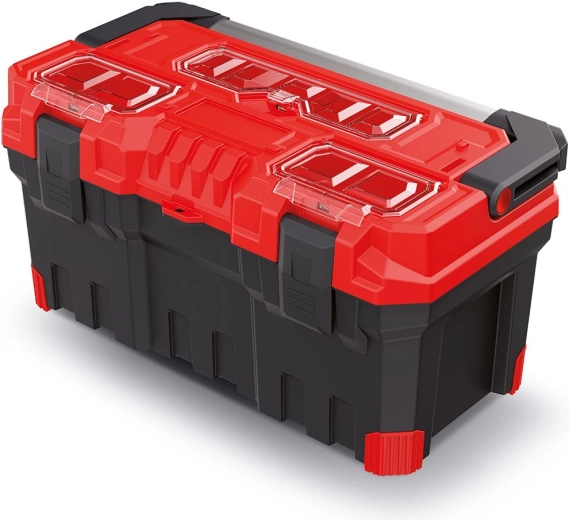 Mallette à outils en plastique avec poignée métallique TITAN PLUS, 55 × 29 × 28 cm, rouge