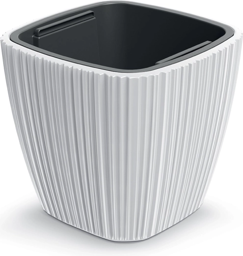 Cache-pot ORO 39 cm blanc – cache-pot en plastique moderne avec insert