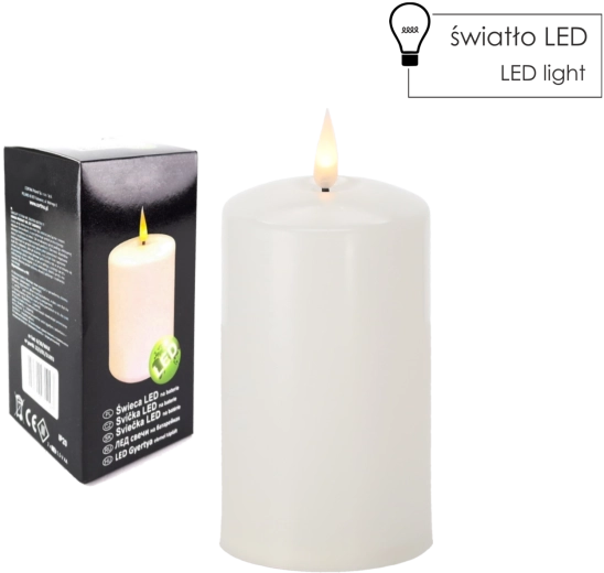 Bougie LED 7 × 16 cm blanche