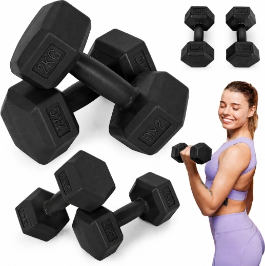 MOVEPRO haltères hexagonaux 2 × 2 kg – noirs
