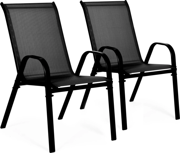 Ensemble de 2 chaises de jardin pour terrasse et balcon, noir