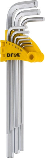 Jeu de clés Allen 1,5–10 mm, 9 pièces, longues DREL