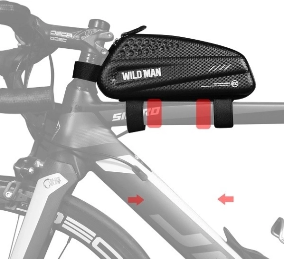 Sacoche de cadre vélo WildMan EX 1 l avec support pour téléphone, noire