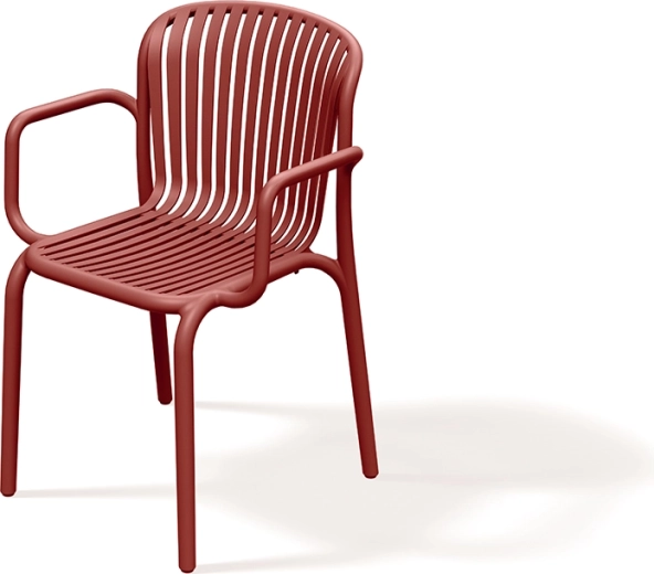 Chaise Ferne Brene avec accoudoirs en rouge rétro