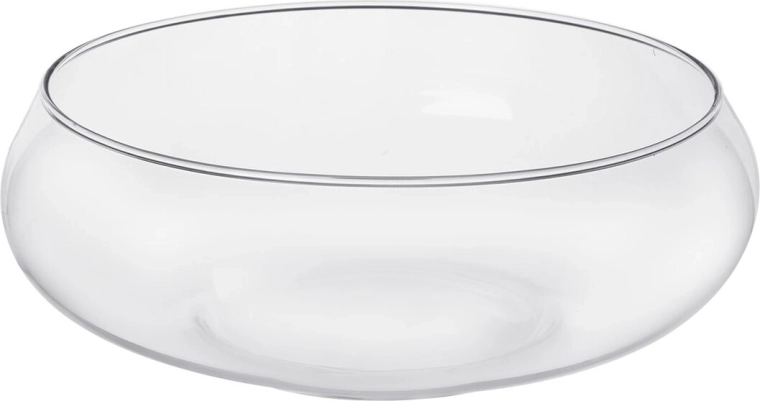 Vase en verre transparent, bas et large, 25 cm