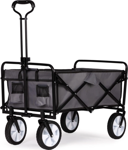 Grand chariot de transport pliable de jardin et de plage gris - 1 pièce