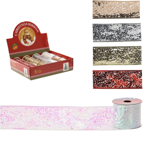 Ruban décoratif de Noël 6,3 × 270 cm – assortiment de couleurs