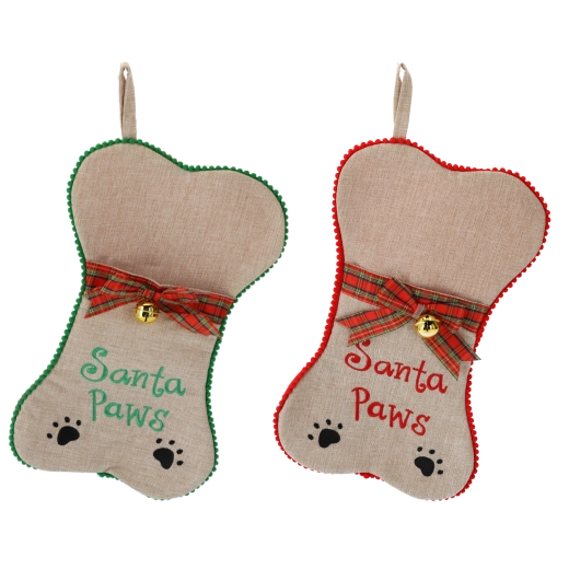 Décoration de Noël pour animaux en forme d’os avec boucle 24 × 41 cm