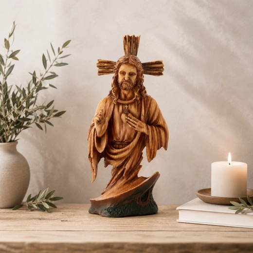Figurine du Sacré-Cœur de Jésus en polyrésine, 36 cm
