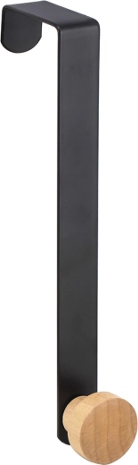 Crochet de porte simple pour salle de bain, noir avec bambou 20 cm