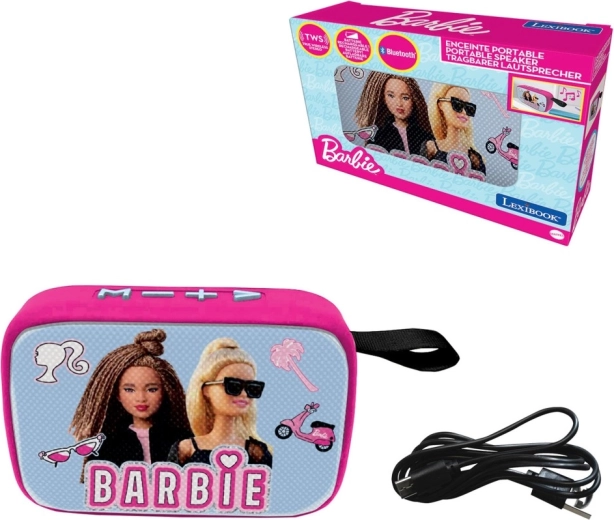 Enceinte Bluetooth portable LEXIBOOK Barbie avec revêtement en tissu