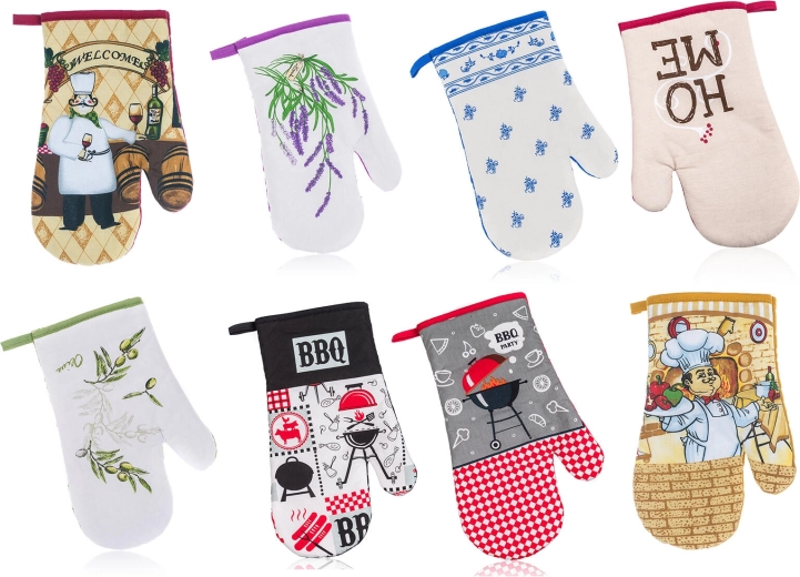 Manique de cuisine en coton 27 × 17 cm – assortiment de décors