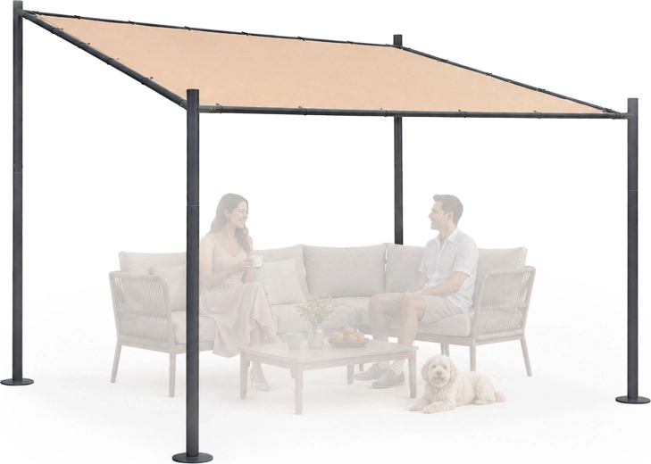 Pergola de jardin MultiGarden 3 × 3 m avec structure en acier, beige