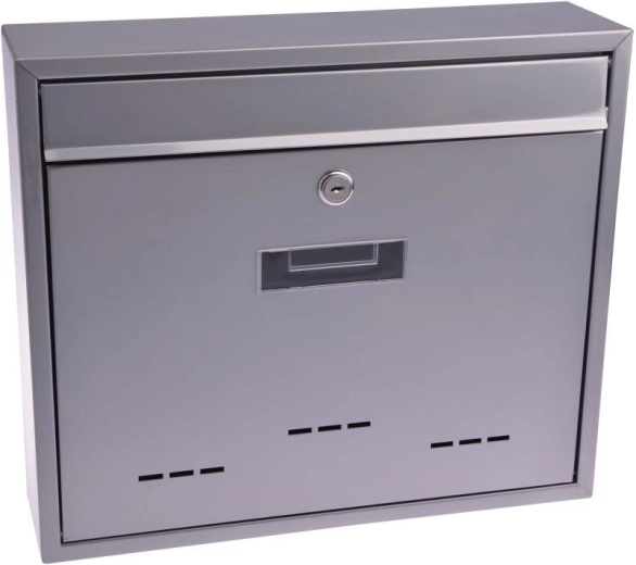 Boîte aux lettres RADIM avec fente arrière, grise, 360 × 310 × 90 mm