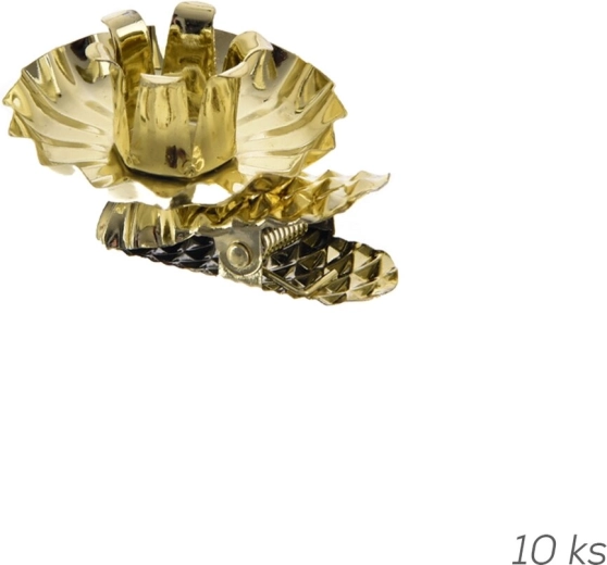 Supports de bougies de Noël en métal doré avec clip, 10 pcs (diamètre 1,5 cm)