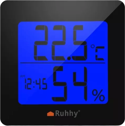 Station météorologique 5-en-1 avec thermomètre, hygromètre, horloge, réveil et calendrier RUHHY