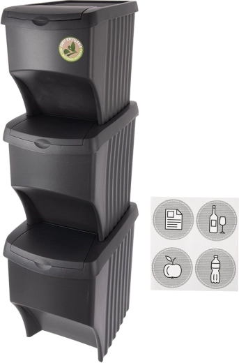 Poubelle de tri sélectif UH 3×22 l noire