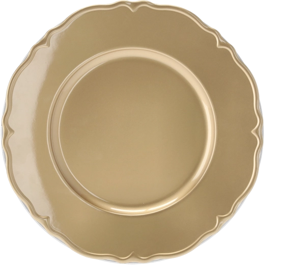 Assiette de présentation décorative dorée 33 cm avec bord relief