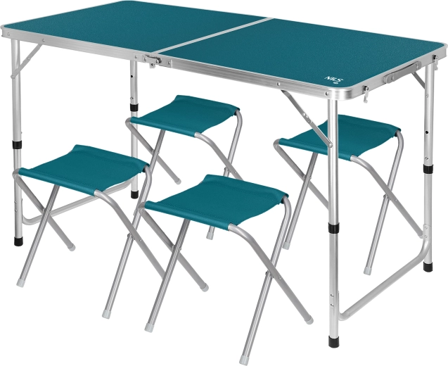Ensemble pliable de table de camping et tabourets NILS Camp bleu