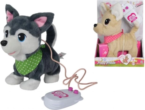 Chiot en peluche avec laisse, sons et marche