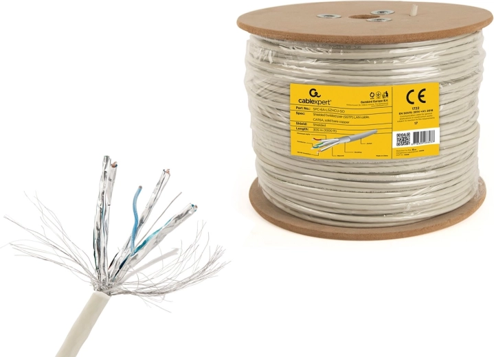 Câble LAN blindé Cablexpert S/FTP Cat 6A LSZH 305 m (conducteur plein)