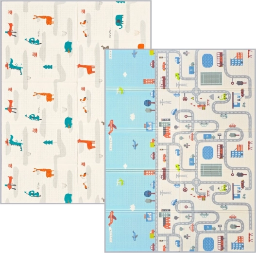 NANNA tapis de jeu pliable double face ville 200 × 150 cm