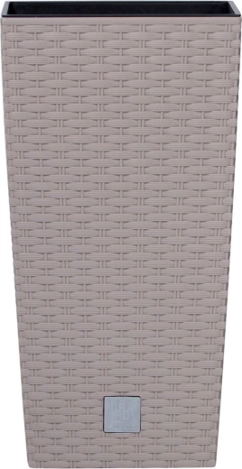 Cache-pot en rotin plastique avec insert 24 × 24 × 45 cm, moka