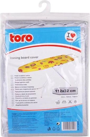 Housse de planche à repasser TORO avec surface en téflon antiadhésive 32 × 112 cm