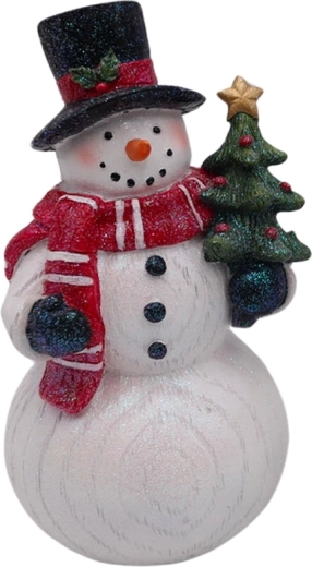 Décoration en bois bonhomme de neige avec sapin