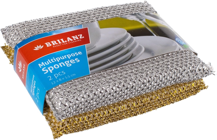 Éponge polyvalente pour vaisselle 12 × 8 cm, mix or et argent, 2 pcs