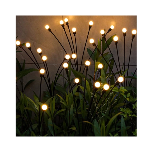 Lot de 2 lampes solaires de jardin Luciole, 70 cm, blanc chaud