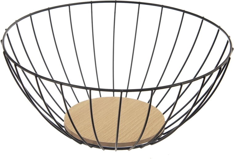 Corbeille à fruits Radka en métal et bois 28 cm