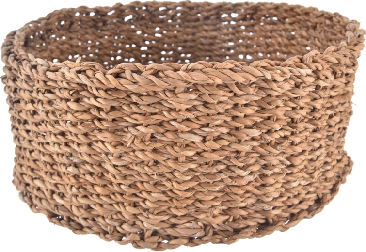 Panier de rangement en jonc de mer beige 30 × 30 × 12 cm