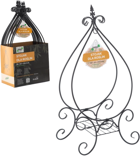 Support de plantes en métal, 49 × 34 × 101,5 cm, noir