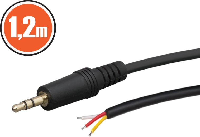 Câble audio Jack stéréo 3,5 mm, 1,2 m, noir