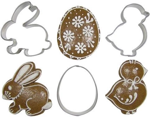 Set d’emporte-pièces en acier inoxydable Pâques – œuf, poussin et lapin