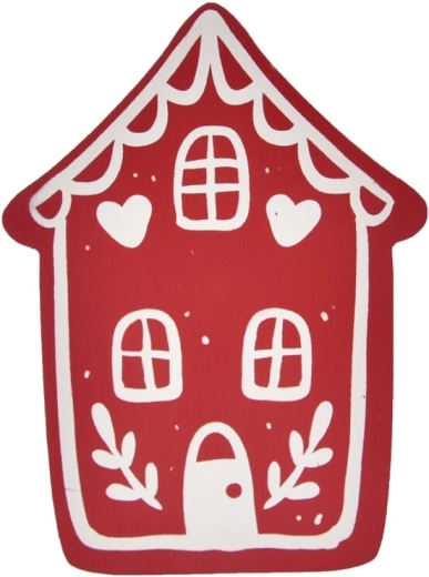 Petite maison décorative en bois rouge et blanc 15 cm