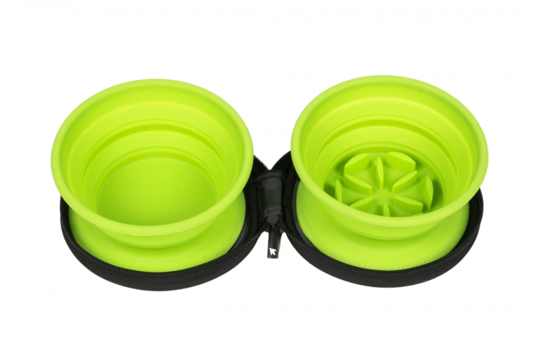 Gamelle double de voyage avec ralentisseur d’alimentation KIWI WALKER, verte, 2 pcs