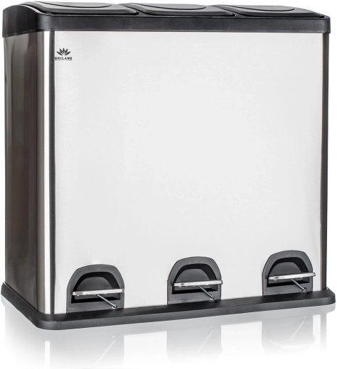 Poubelle de tri 3×20 l inox avec pédale