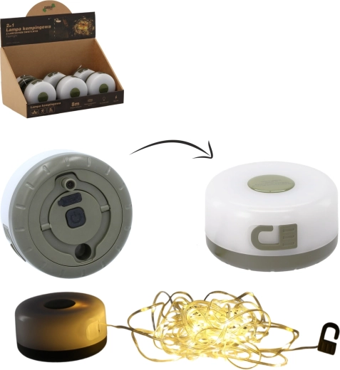 Lampe LED de camping avec guirlande lumineuse de 8 m, USB‑C