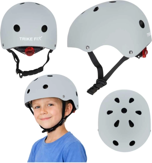 Casque cycliste pour enfant avec LED, réglable, taille M (55–58 cm), gris foncé