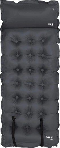 Matelas autogonflant avec oreiller NILS Camp, gris foncé