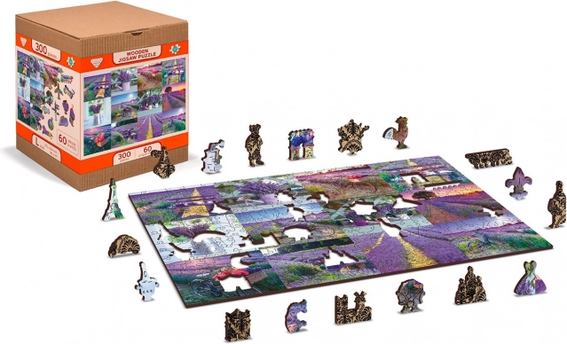 Puzzle en bois France lavande 2‑en‑1