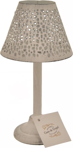 Bougeoir lanterne en métal blanc avec décor à pois 20 cm