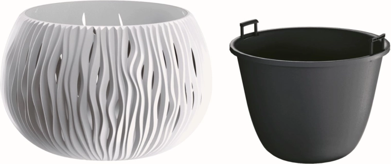 Cache-pot Sandy Bowl avec insert 29 cm blanc