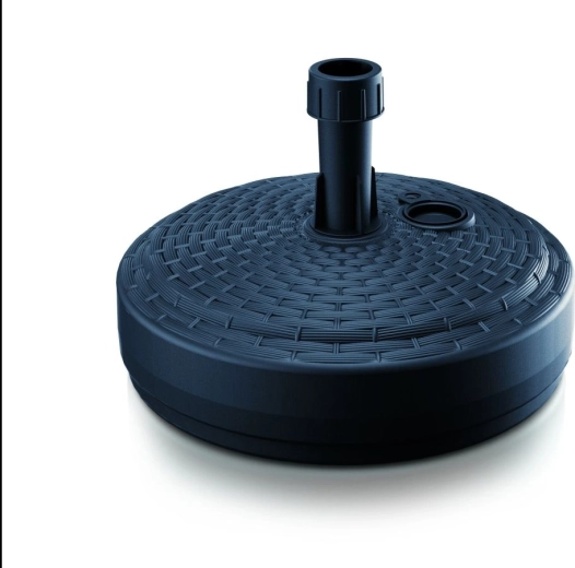 Socle pour parasol anthracite 39 cm, imitation rotin, remplissable 10 l