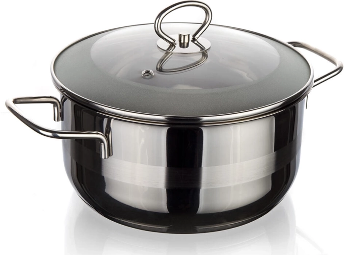 Casserole en acier inoxydable avec couvercle en verre 26 cm, 6,5 l MATTE New Line