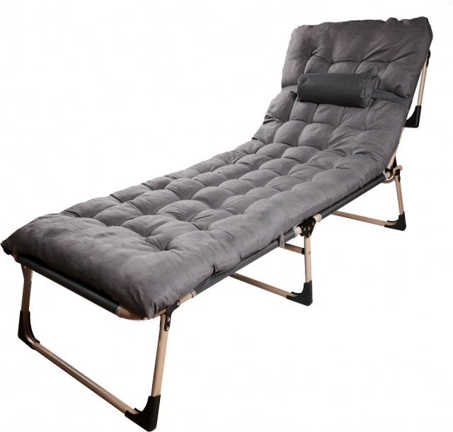 Lit de camp pliant avec matelas 193 cm, gris foncé