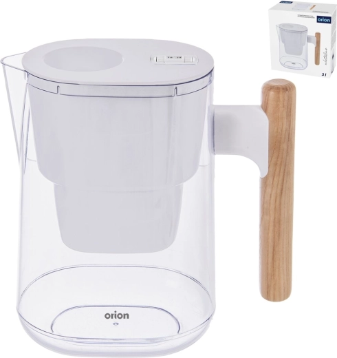 Carafe filtrante Orion Whiteline 3 l blanche avec décor bois