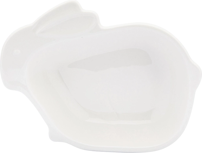 Bol de service en porcelaine en forme de lapin crème